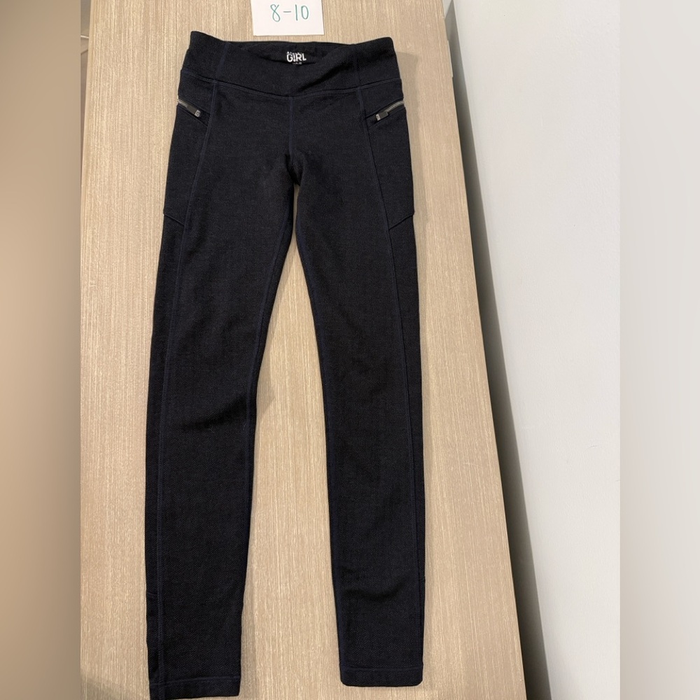 Athleta Girl Black Blue Houndstooth Leggings Size M 8-10